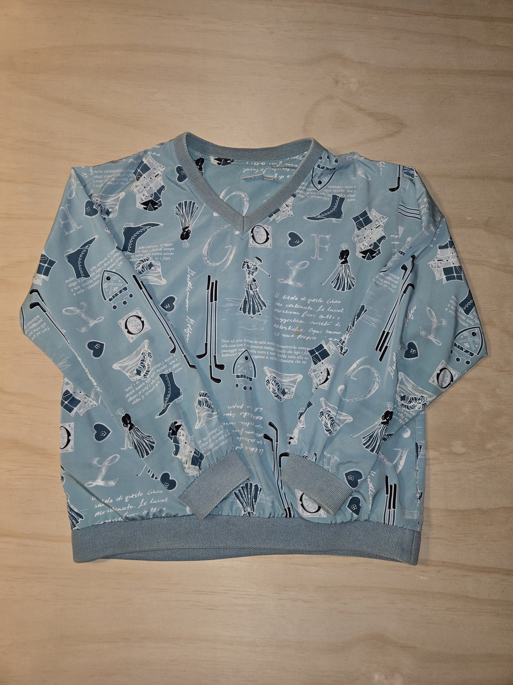 Vintage Tail Golf Pullover Windshirt V-Neck Jacket All Over Print Blue Size M